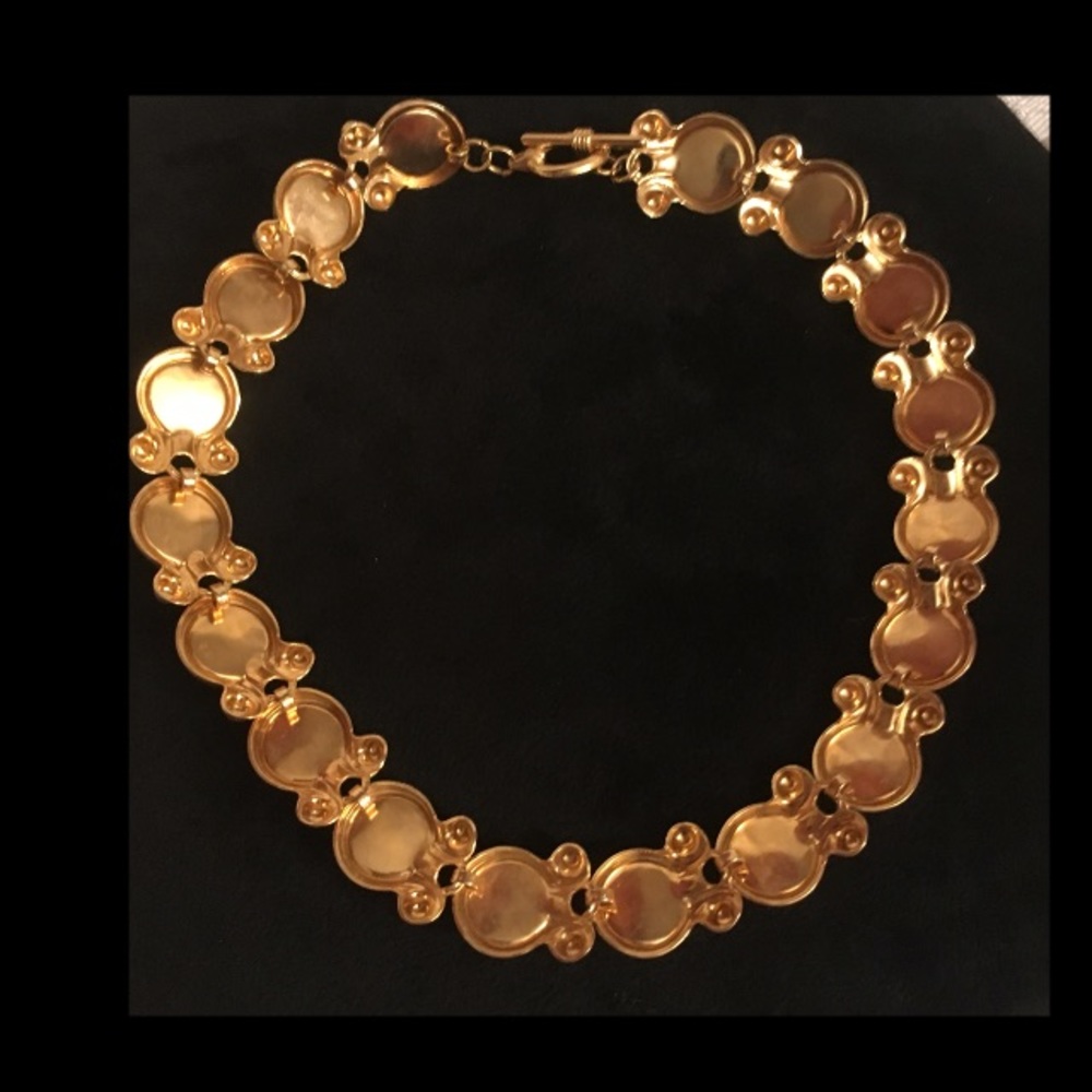 VINTAGE HSN•3D Gunmetal & Gold Necklace - Picture 3 of 7