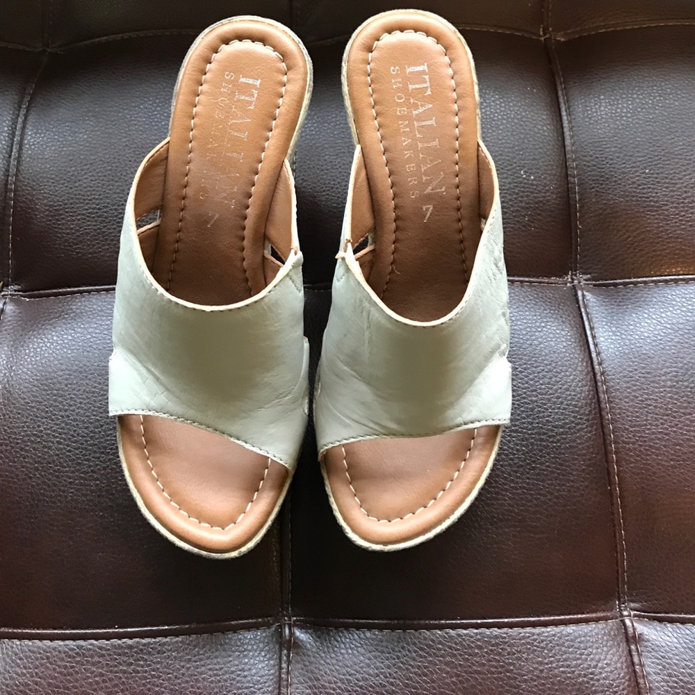Italian 7 Wedge Slide Shoes - Slightly Worn