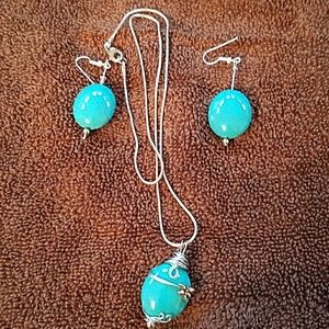 Turquoise earing necklace set