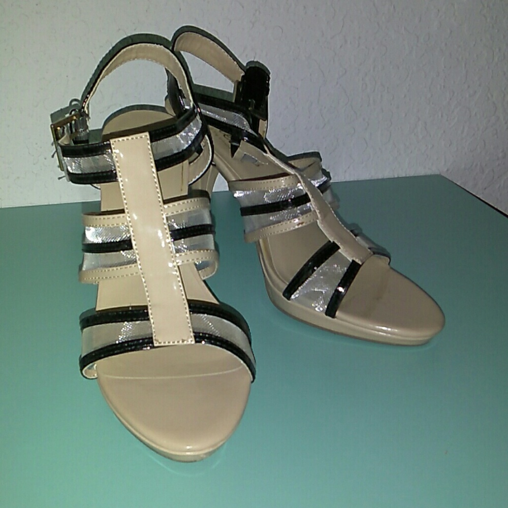 Paula Abdul Forever lacy strappy heel sandal