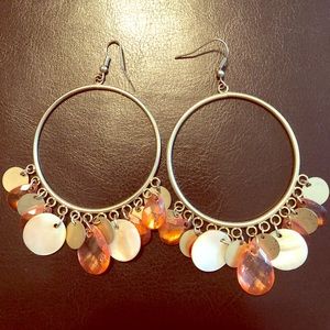 ⭐️ Gold hoops with pink/coral/white/gold