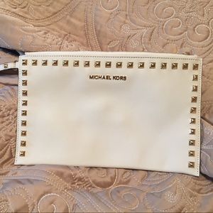 Michael Large Selma Stud-trim Ivory wristlet
