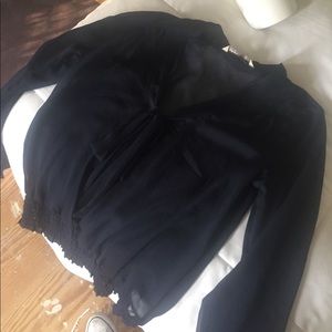 Sheer navy blouse