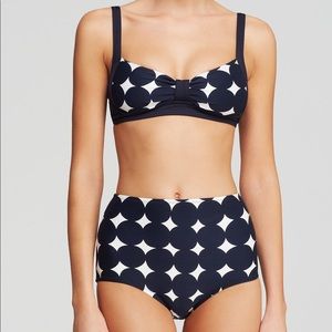 Kate Spade Bralette High Waist Bikini Set Navy Dot