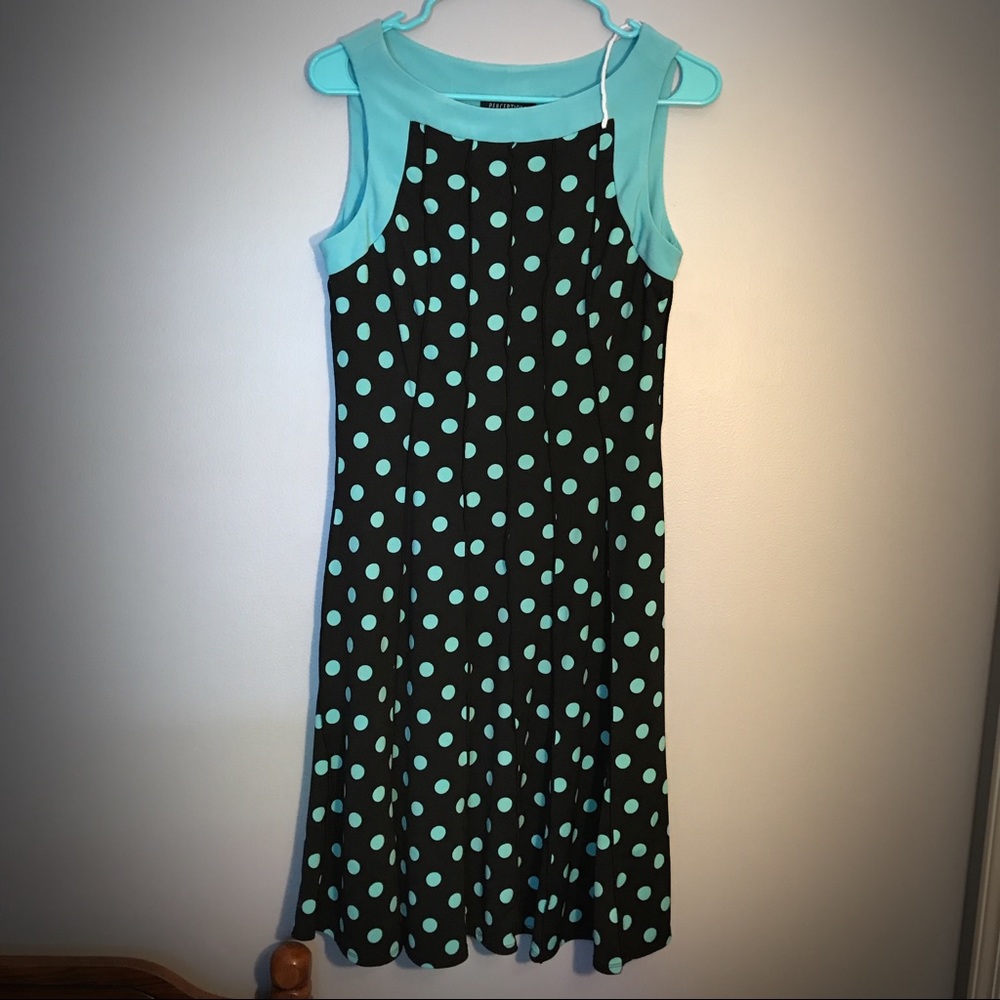 Black teal polka dot dress size 8 by Perceptions