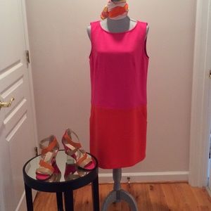 LOFT Sz 12 Fuchsia and Orange Shift Dress EUC