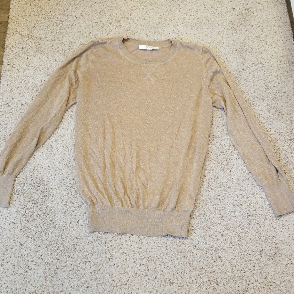 5/$25  XXI Sparkly gold long sleeve top