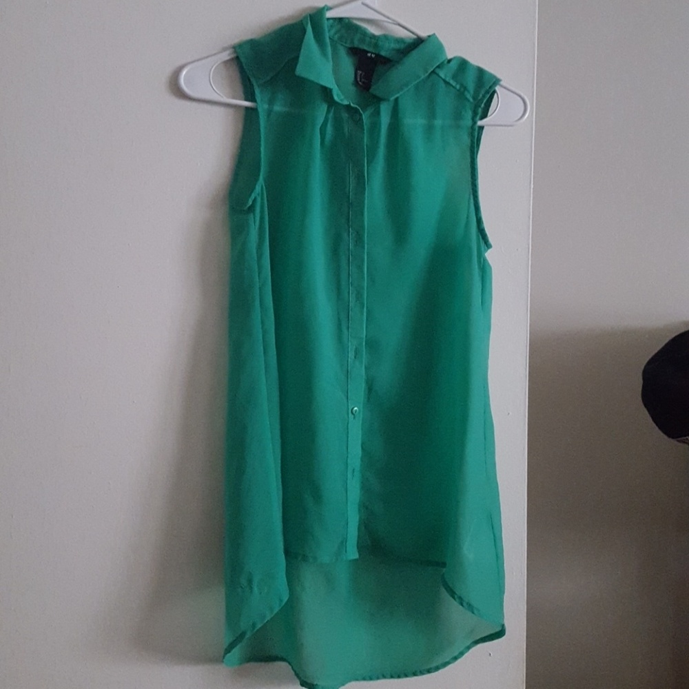 Green tank blouse