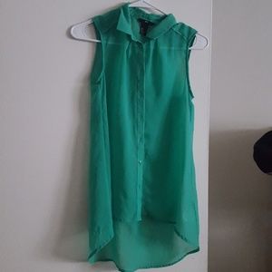 Green tank blouse