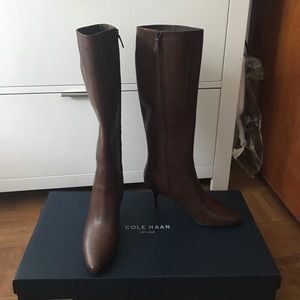 Brown leather boots