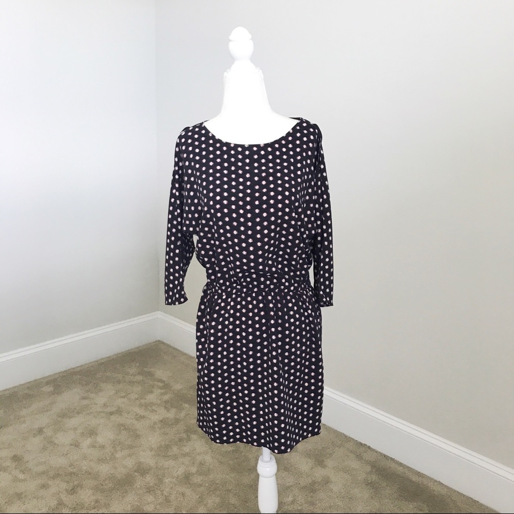 French Connection Purple Dot ¾ Sleeve Dress