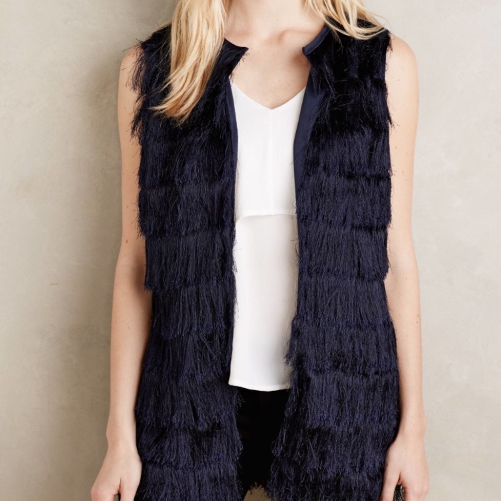 Eva Franco / Anthropologie Blue Fringe Vest