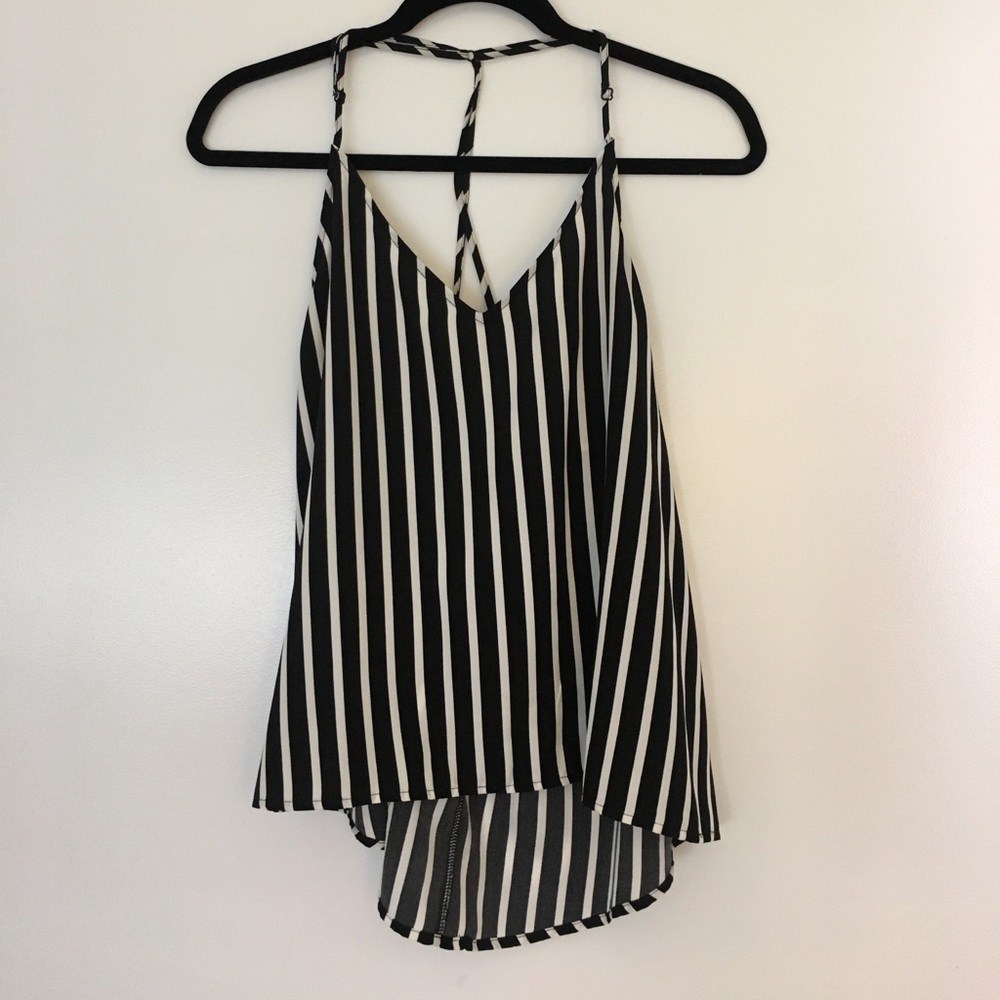 Black and white striped camisole tank