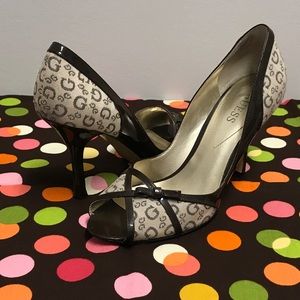 Guess Peep Toe Brown & Tan Heels