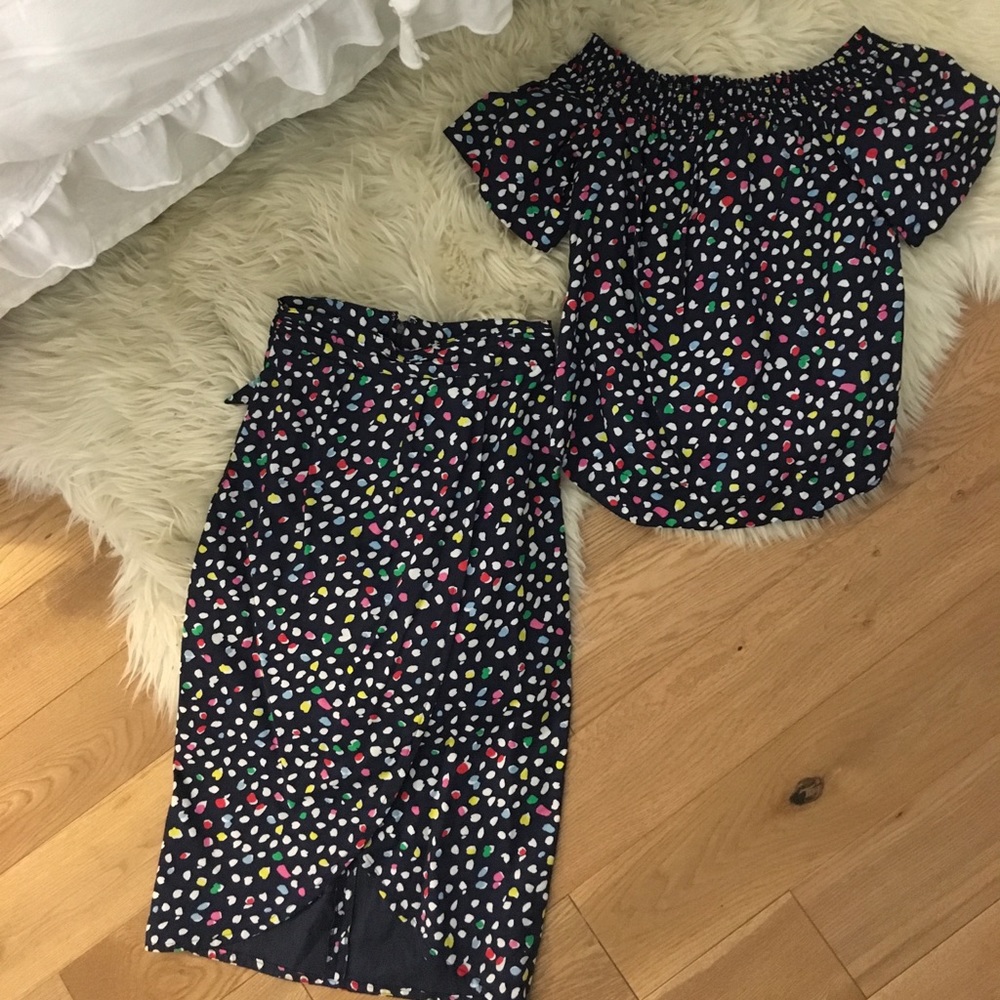 J.Crew multicolored navy pencil wrap skirt