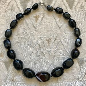 Black Stone Beaded Necklace
