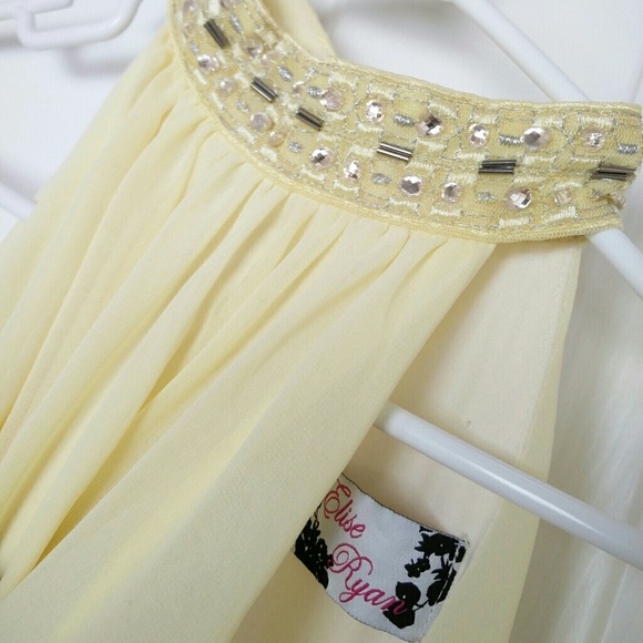 Yellow High Neck Embellished Dress - Picture 2 of 3