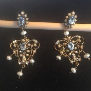 Chandelier aquamarine Italian earrings