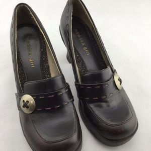Madden Girl Sz 7.5 Chunky Brown Heel Loafer Orbit