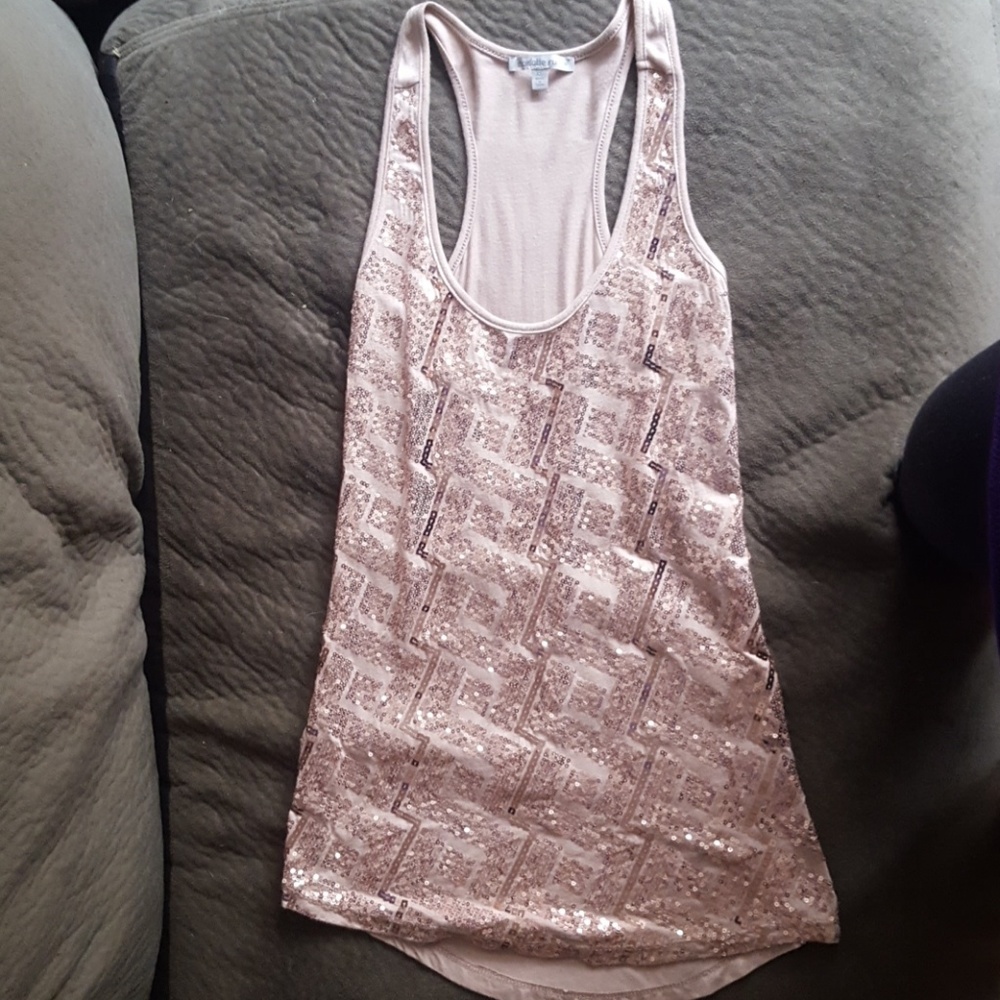 Gold sequin tank