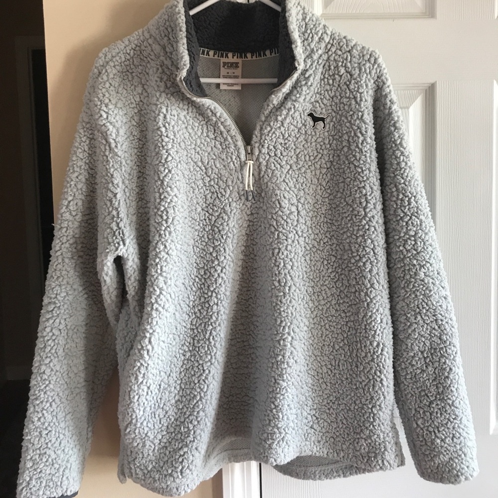 PINK boyfriend half zip Sherpa