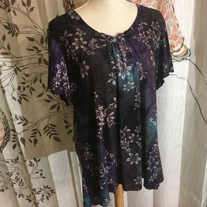 Embellished violet stretchy top, 2x Dress Barn