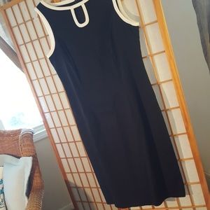 TALBOTS Black keyhole dress with white trim