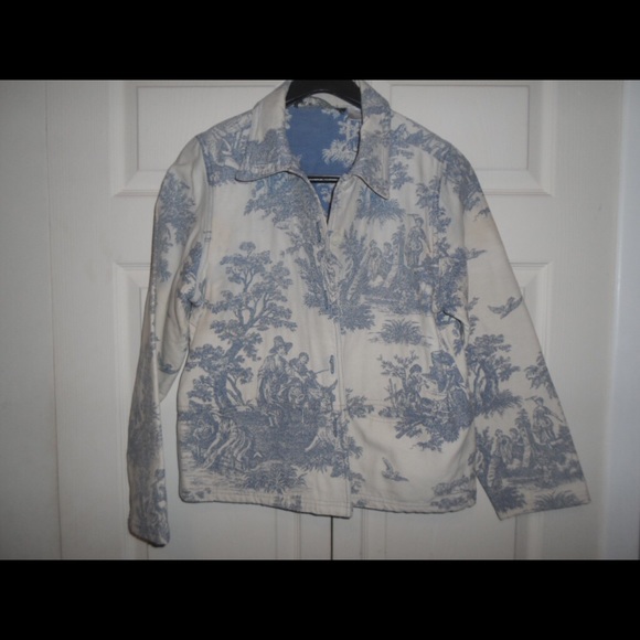 New Identity Jackets & Blazers - Blue and White Tapestry Inspired Denim Jacket