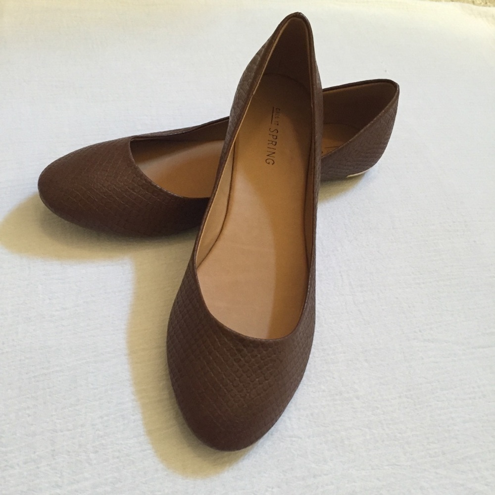 New perfect condition brown snakeskin flats