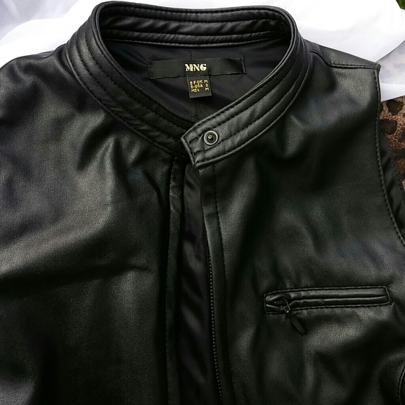 MNG faux black leather Vest - Picture 2 of 6