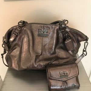Coach metallic large purse with wallet