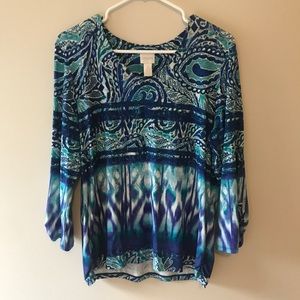 Chico's Blue 3/4 Sleeve Top