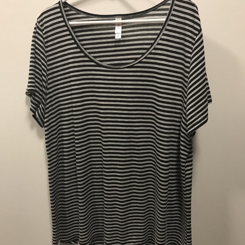 LuLaRoe 3x Tee  Grey and Black Stripe