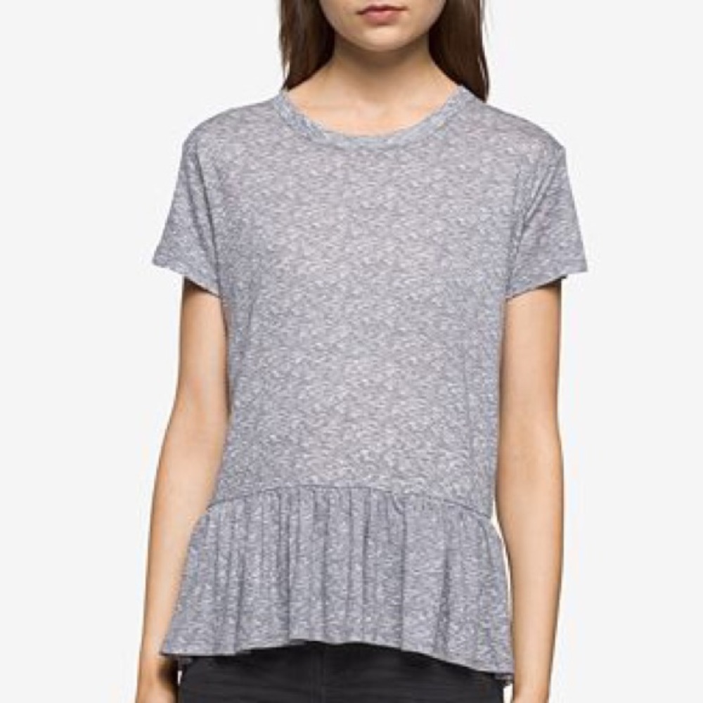 NWOT Calvin Klein Linen Blend Peplum Shirt Top