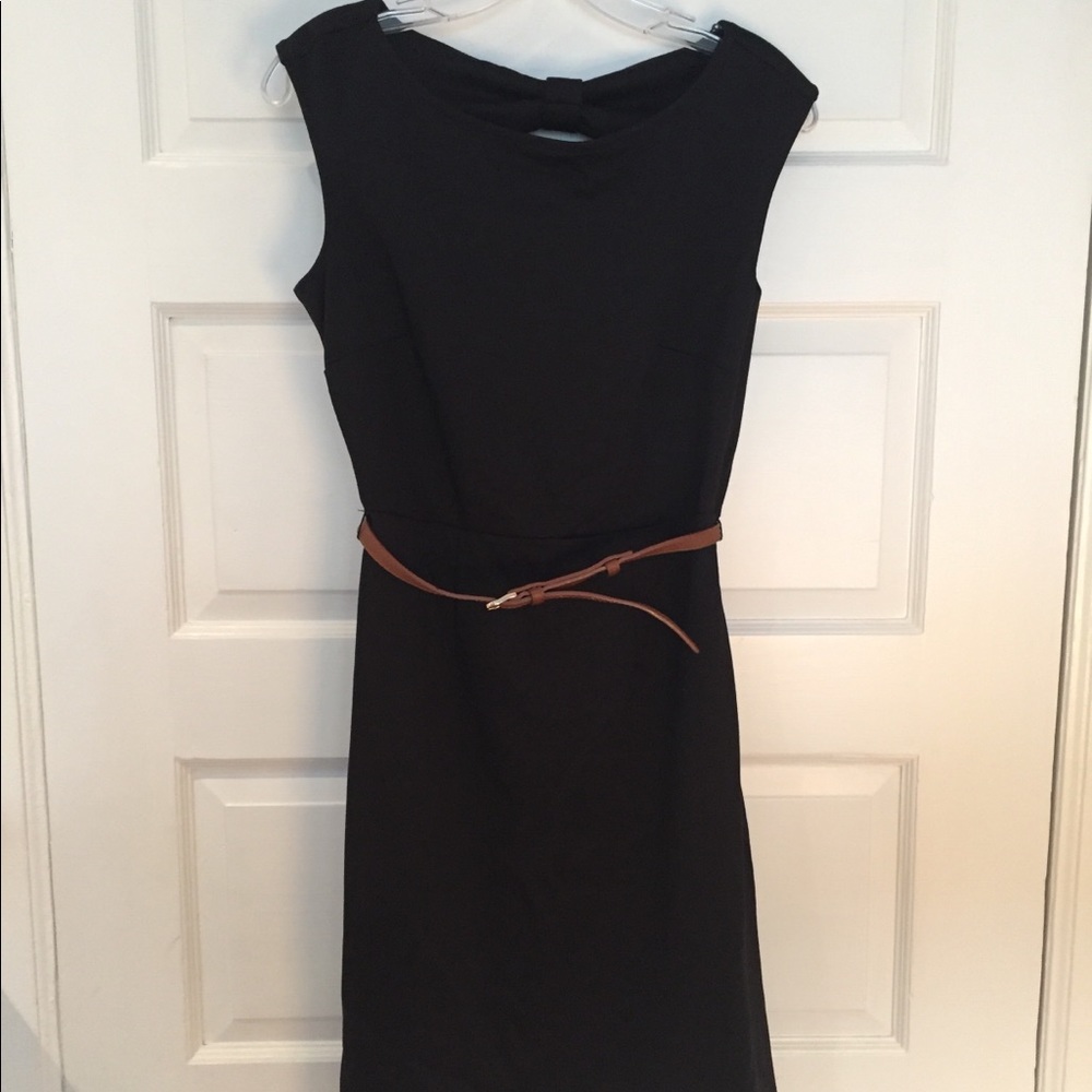 NWT belted black knit dress