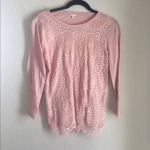 JCrew 3/4 Sleeve Lace Top