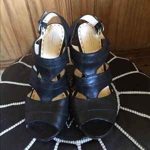 ⚡️SALE⚡️Coach Jazlyn Black Leather Wedges