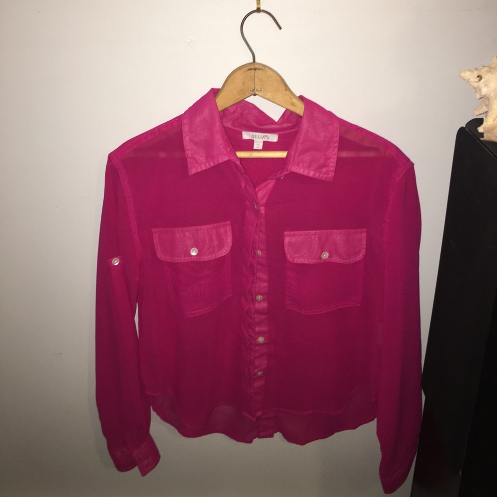 Pink button up blouse