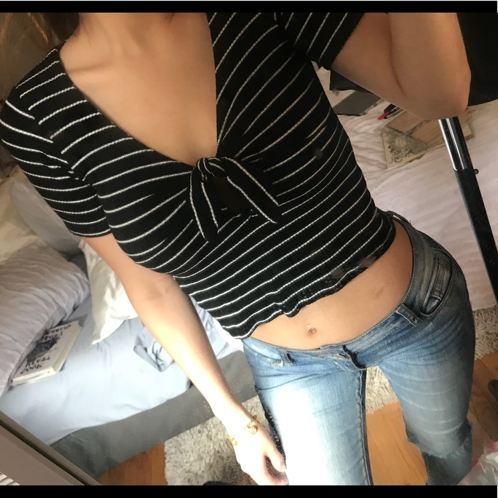 Project Social T Tie Front Striped Tee, worn once!