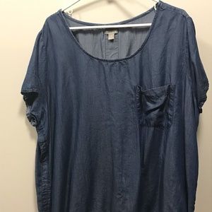 XL silky denim blouse