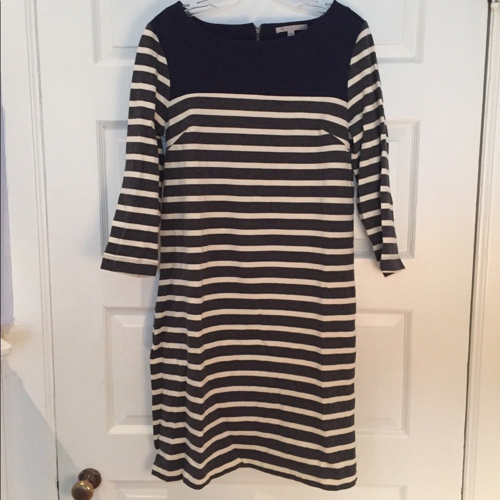 Perfect for fall! NWT blue/gray/cream stripe dress
