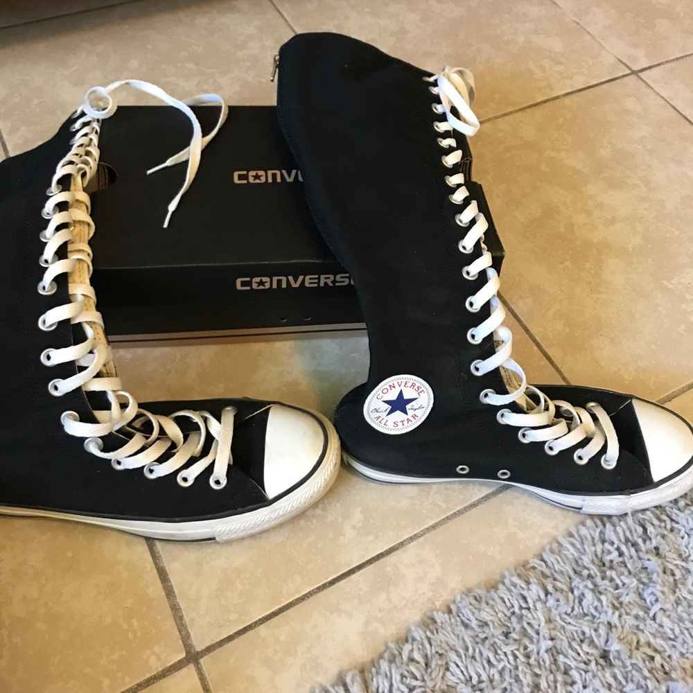 Knee high black converse