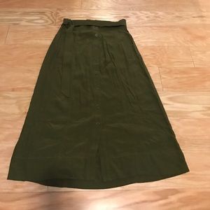 Dark green loft midi skirt