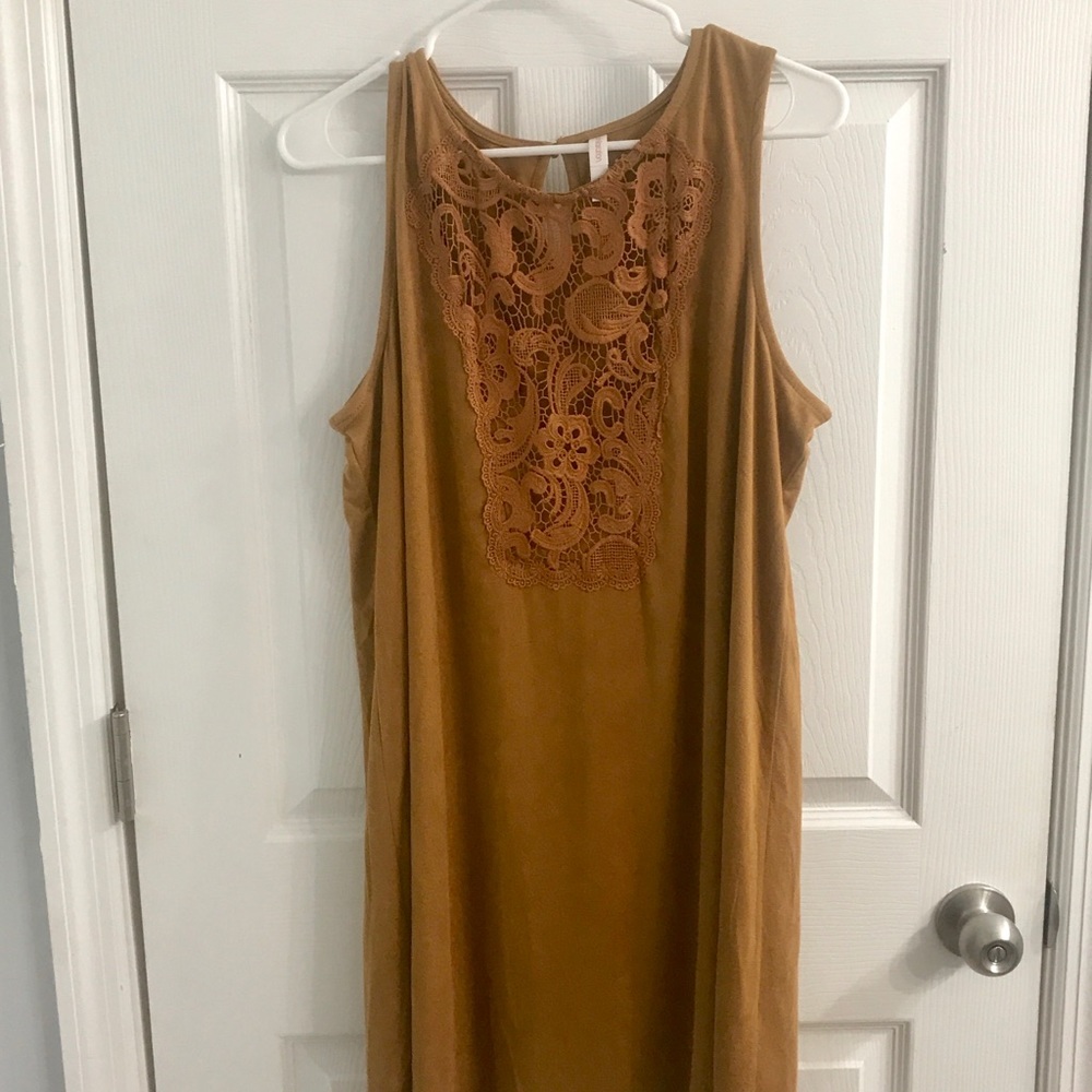 XL camel colored suede like material dress