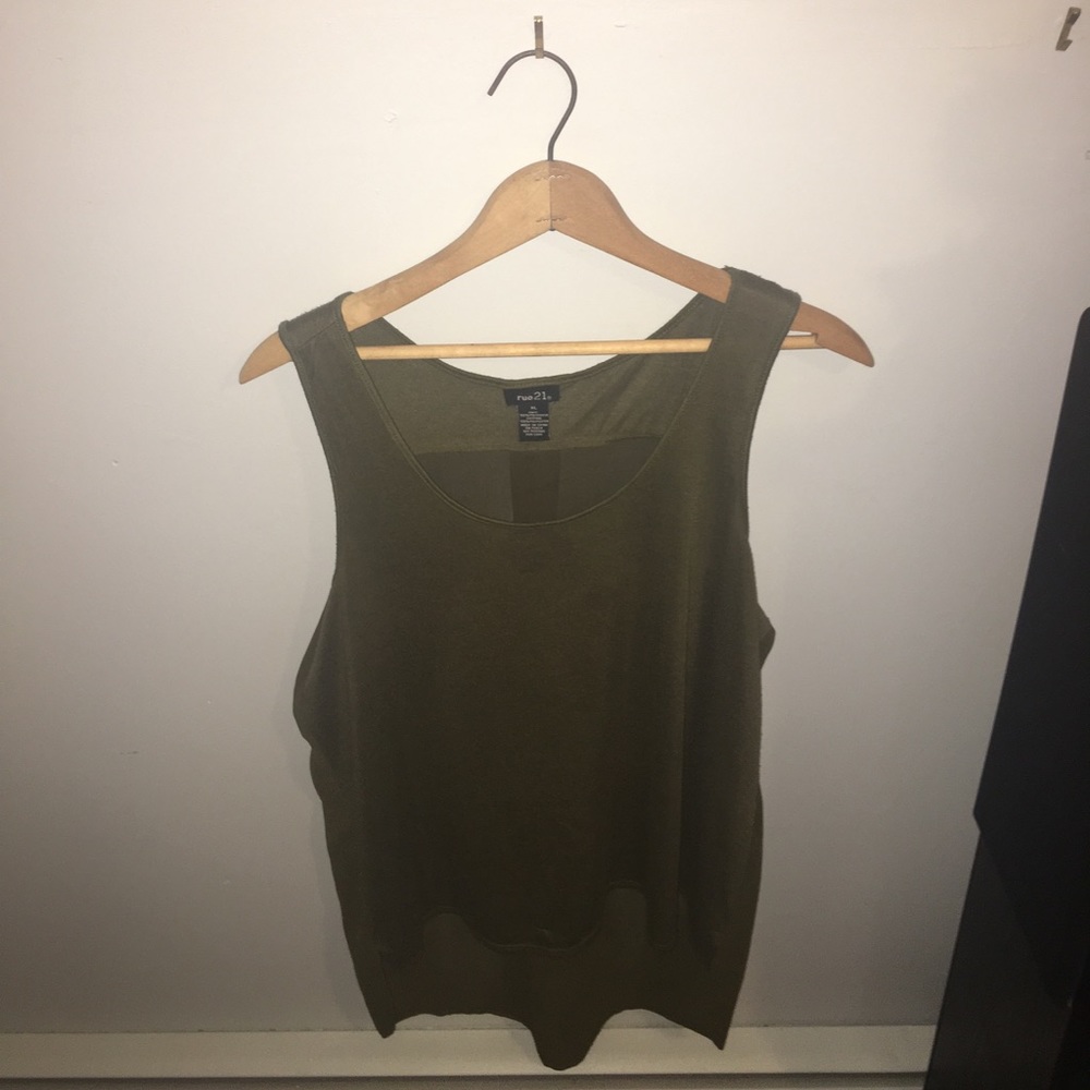 Green mesh back tank top