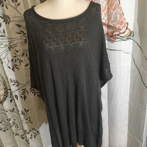 Gray Knitted Poncho, Large, Easy Layering