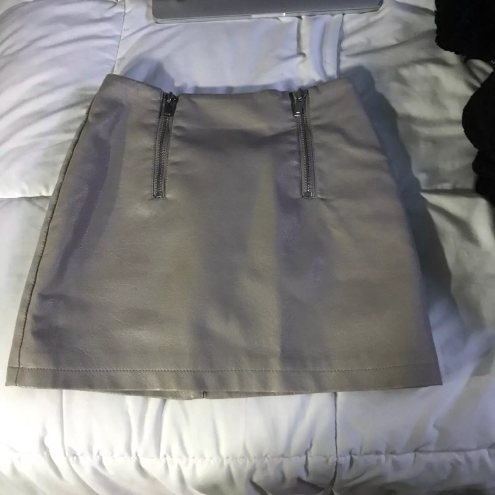 High Waist Taupe Mini Skirt
