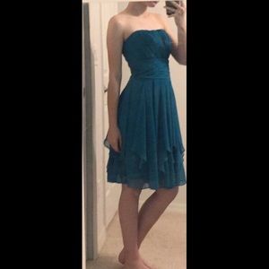 Strapless Teal Chiffon Dress