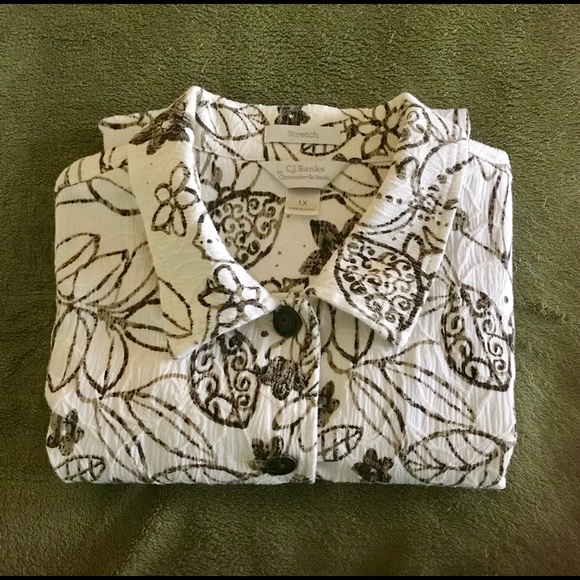 CJ Banks Stretch Sleeveless Embossed Top Blouse 1X - Picture 8 of 8