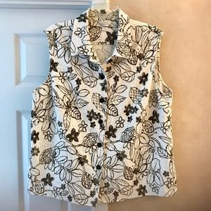 CJ Banks Stretch Sleeveless Embossed Top Blouse 1X